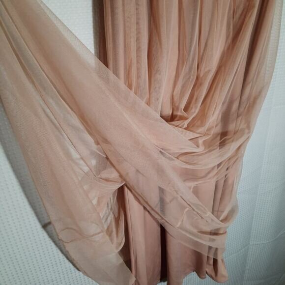 Adrianna Papell Beaded Mesh Gown Pink Floral Embroidery Dress Size 12 Formal - Picture 5 of 10